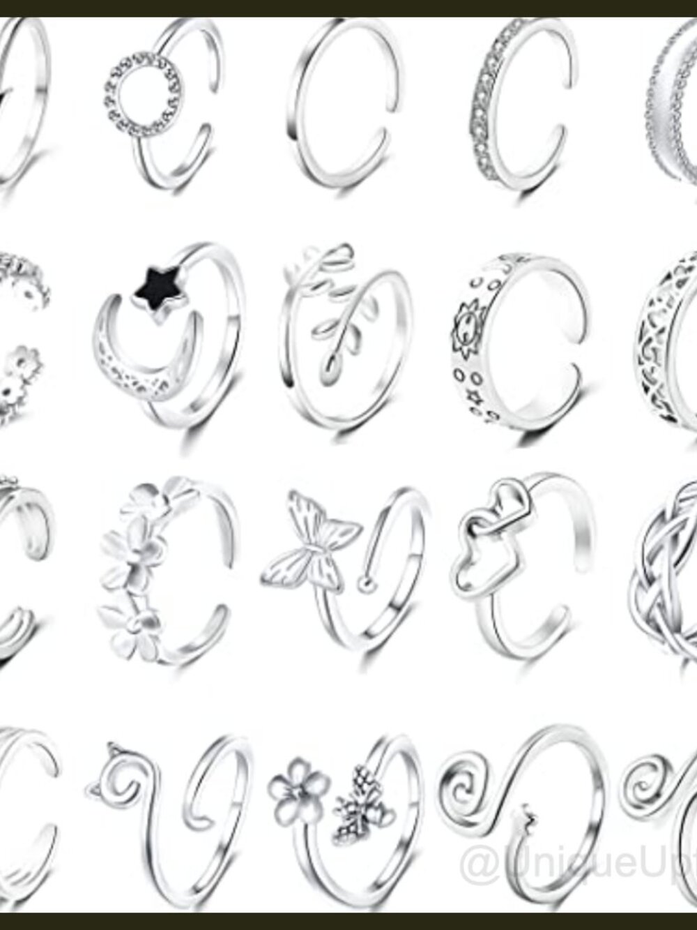 20pc Adjustable Copper Toe Rings Set Open Flower CZ Beach Foot Jewelry